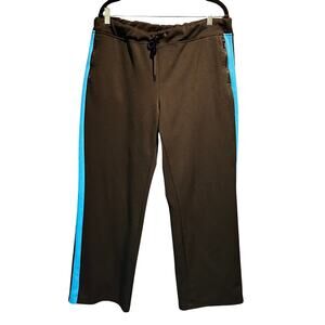 L-RL Lauren Active Size Large Track Pants  Zip Pockets Black Blue Ralph Lauren
